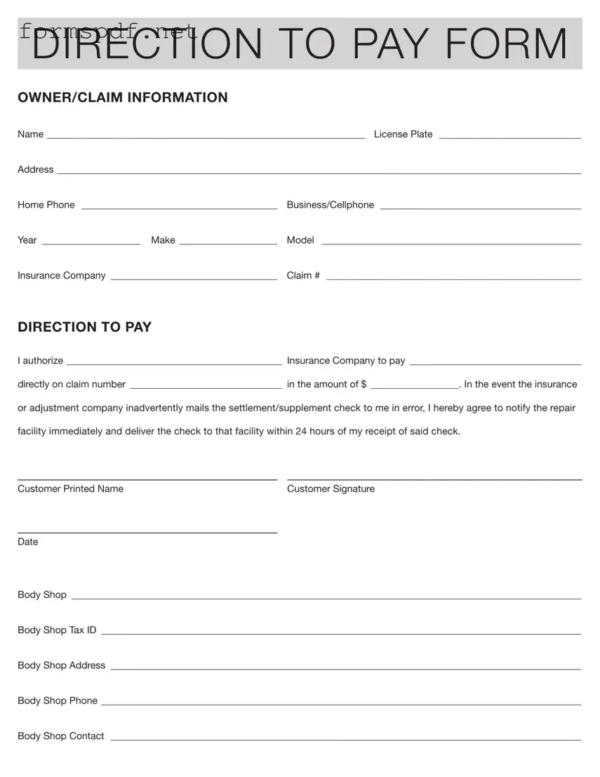 Free Authorization And Direction Pay PDF Form