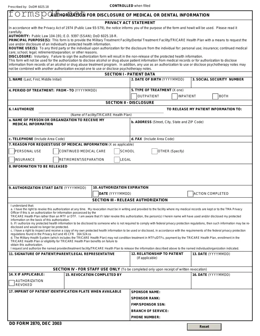 Free DD 2870 PDF Form