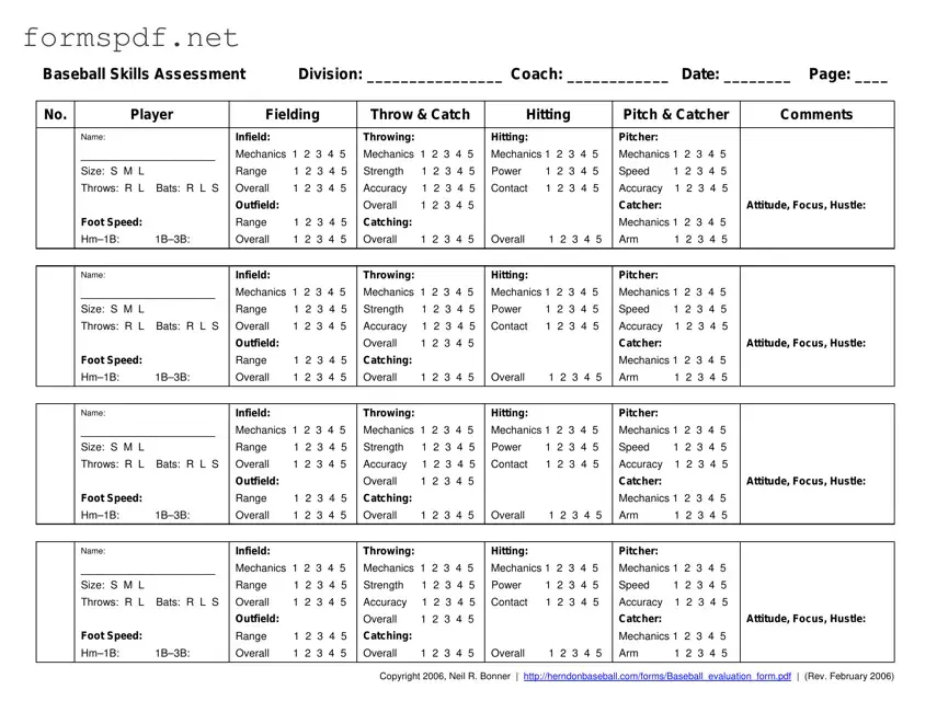 Free Baseball Assessment PDF Form