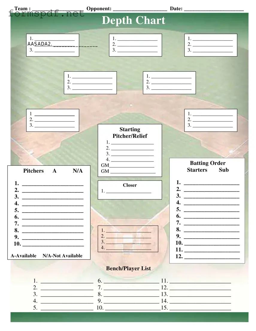 Free Baseball Field Lineup PDF Form