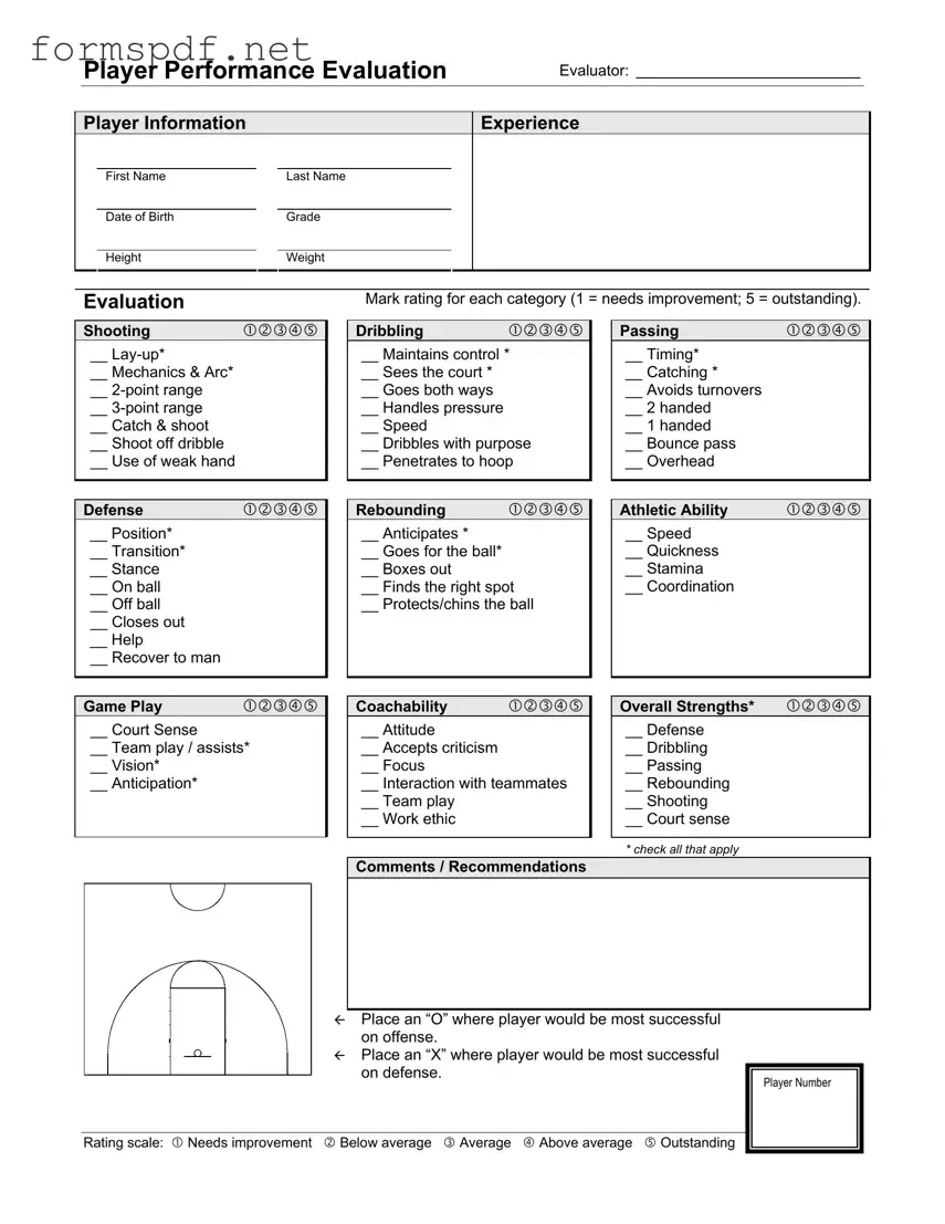 Free Basketball Evaluation PDF Form