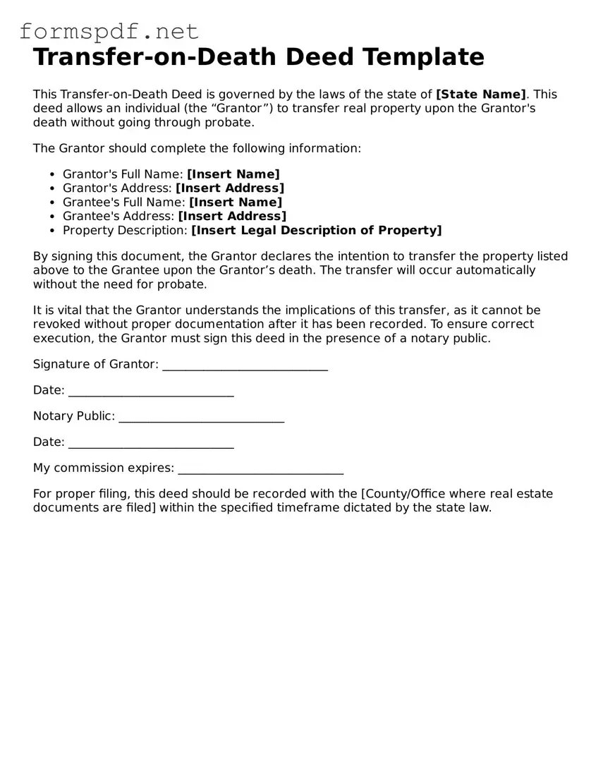 Fillable Transfer-on-Death Deed Form