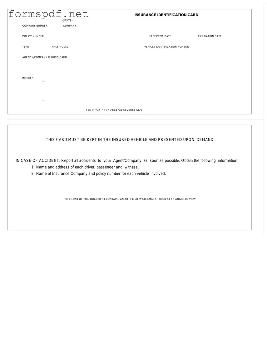 Free Auto Insurance Card PDF Form