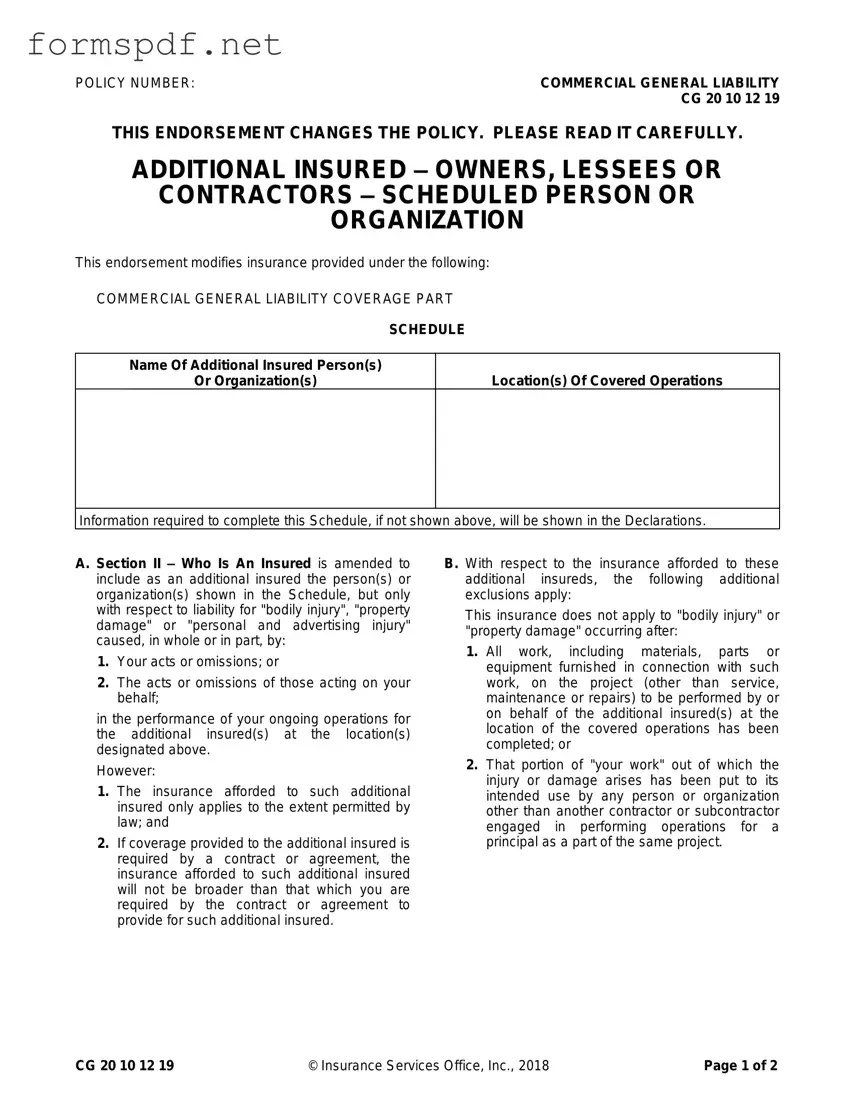 Free Cg 20 10 07 04 Liability Endorsement PDF Form