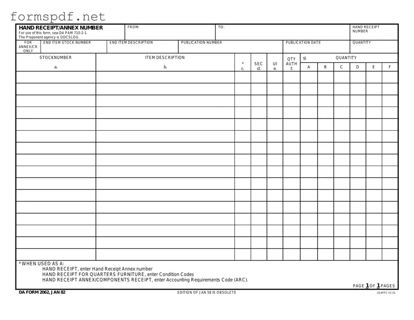 Free Da PDF Form