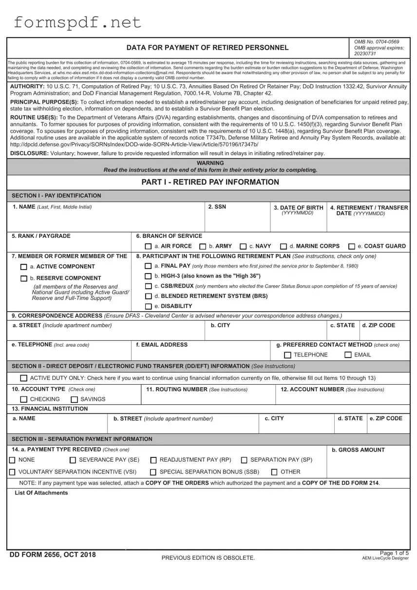Free DD 2656 PDF Form
