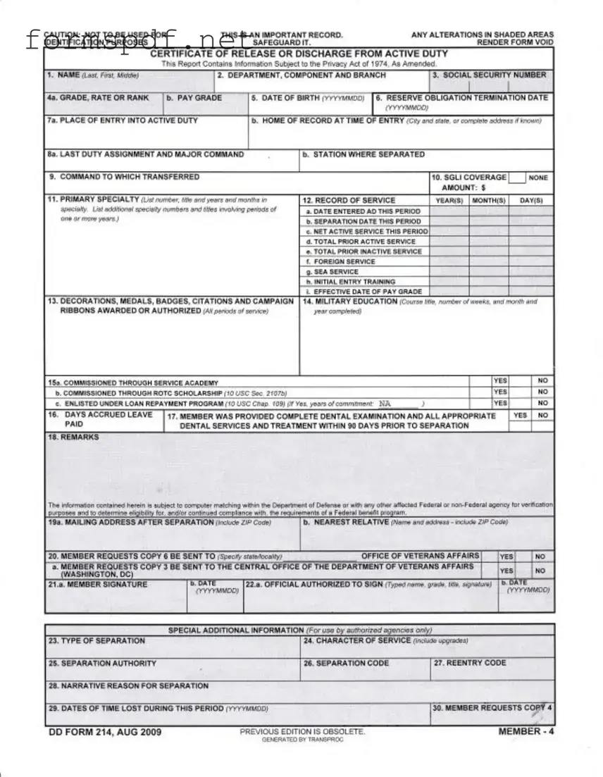 Free Dd 214 PDF Form
