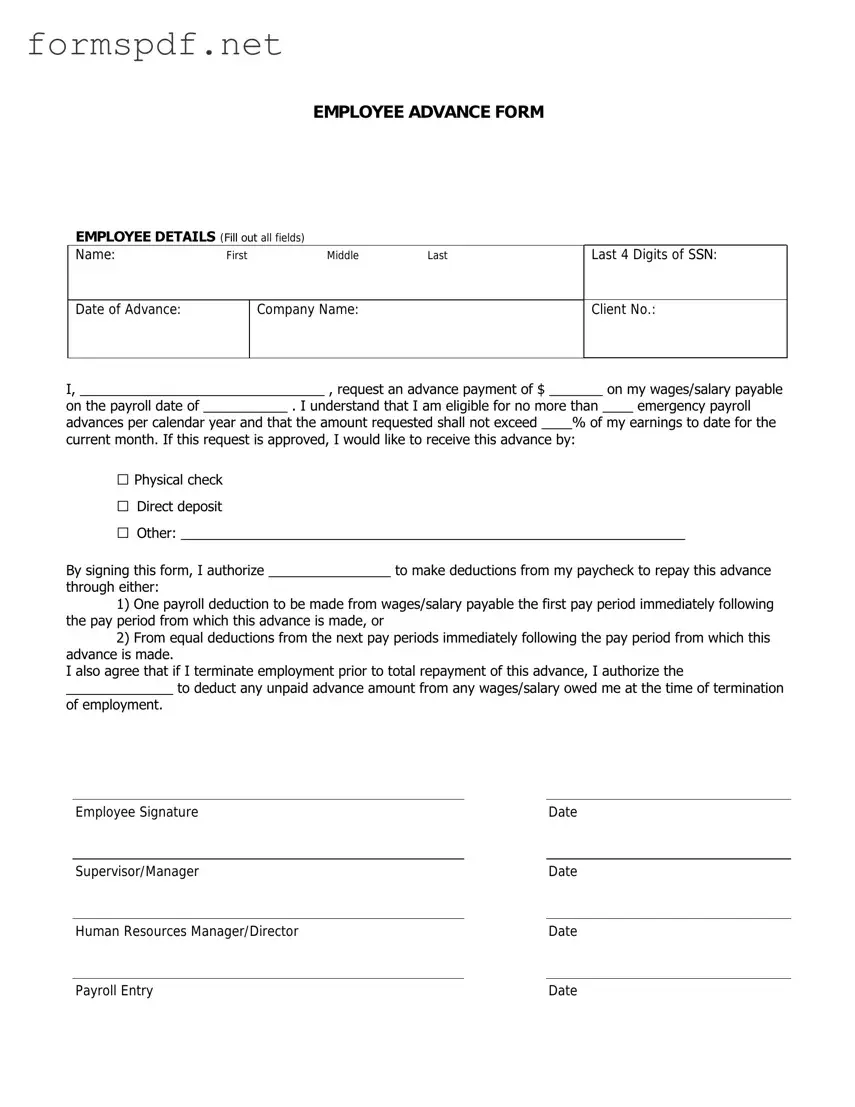 Free Employee Advance PDF Form