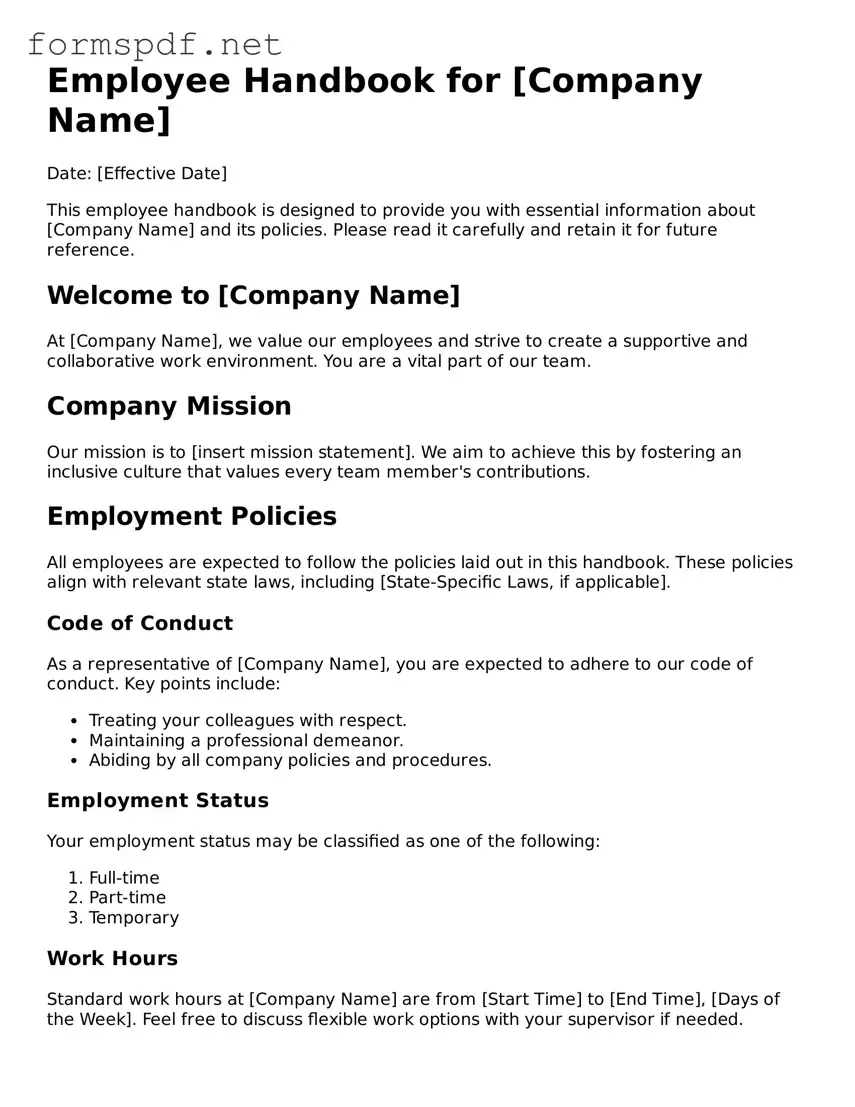 Fillable Employee Handbook Form