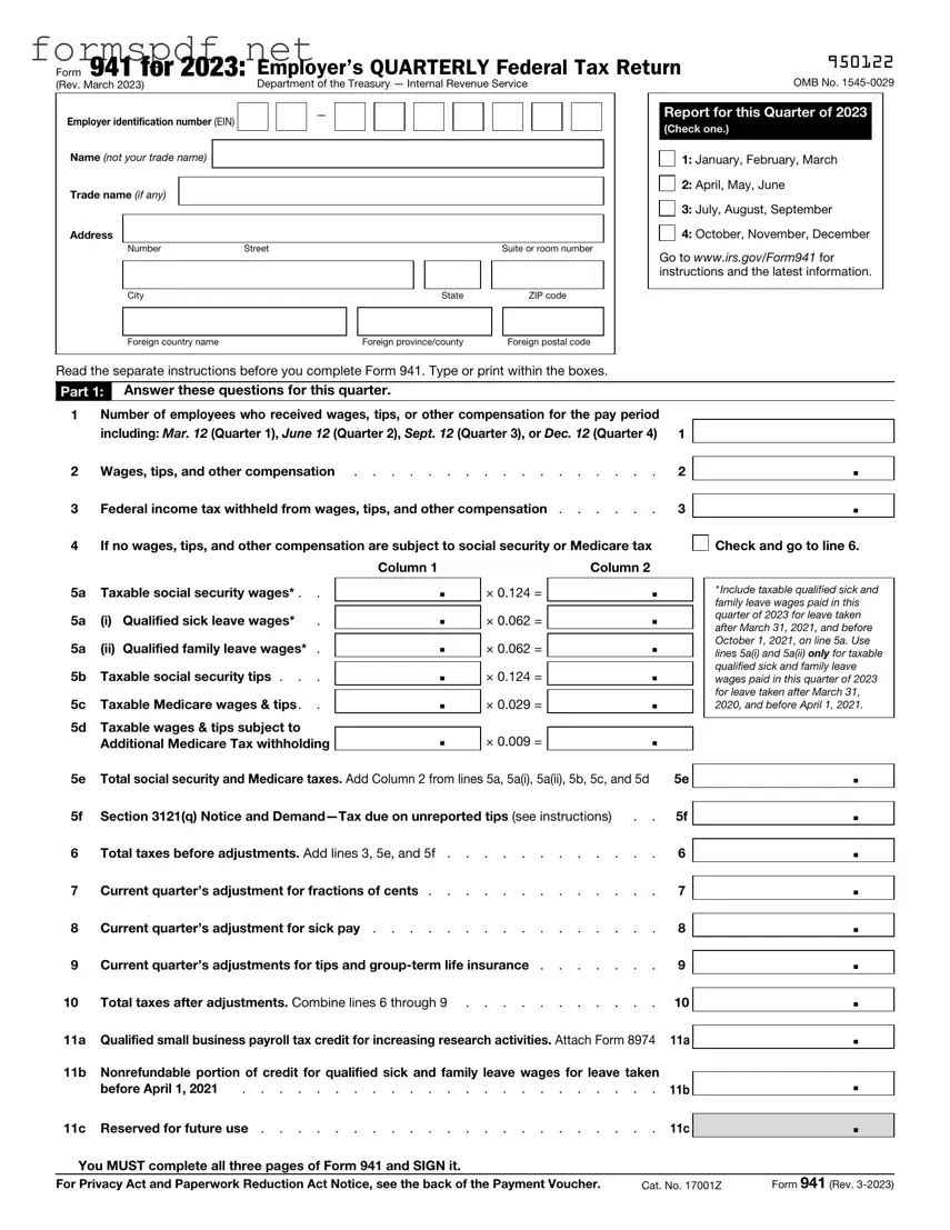 Free IRS 941 PDF Form