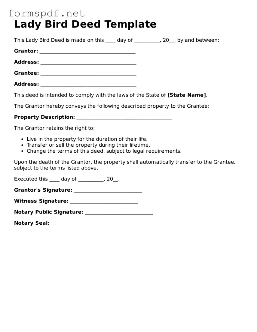 Fillable Lady Bird Deed Form