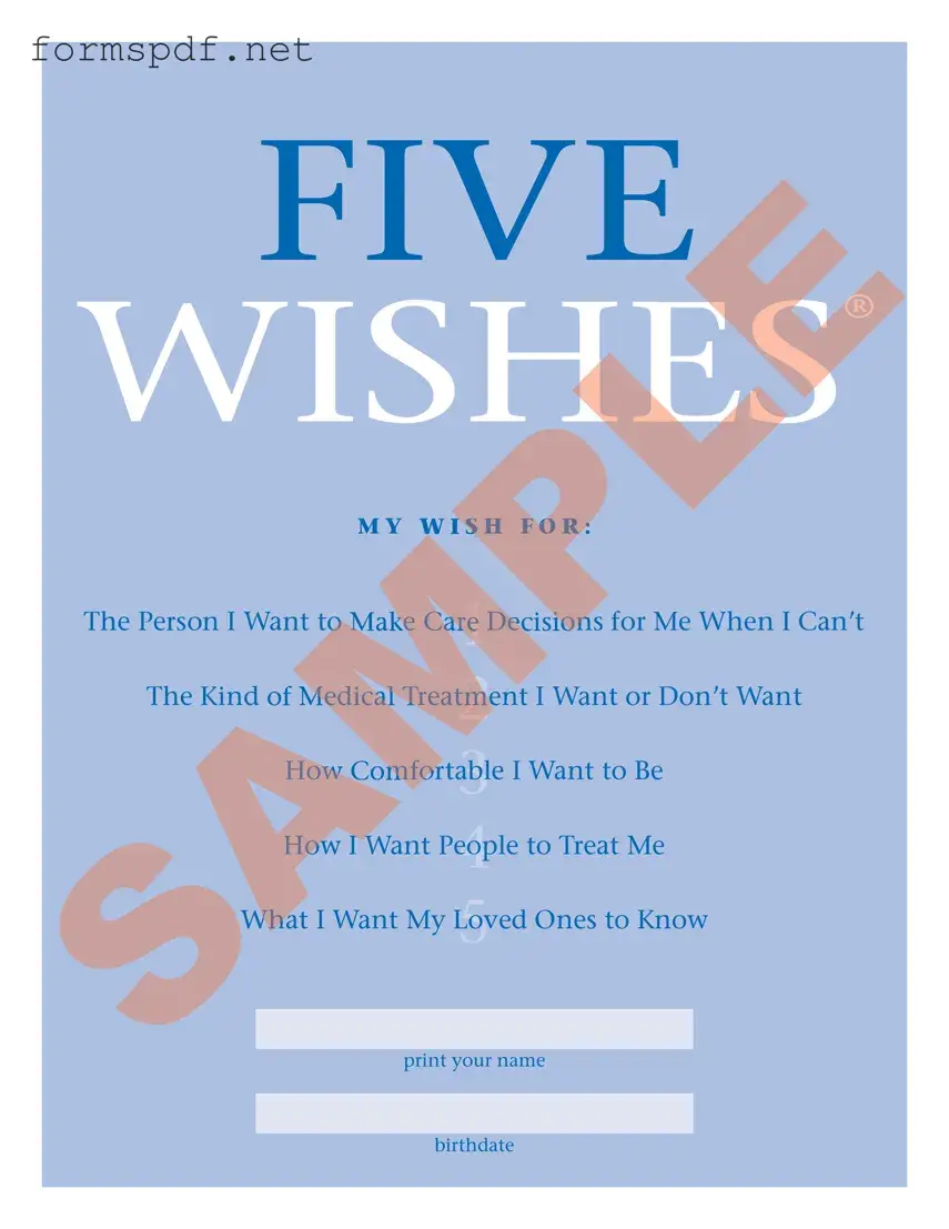 Free 5 Wishes Document PDF Form