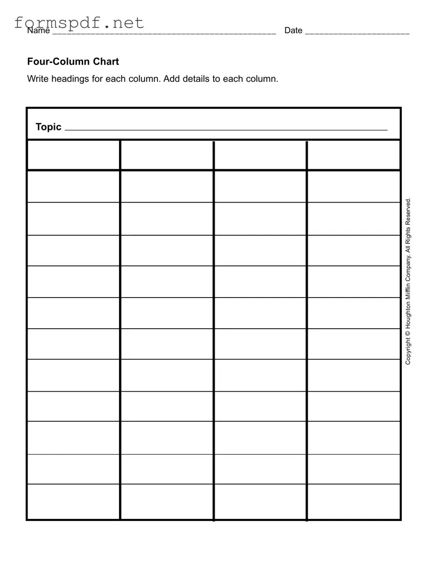 Free Four Column Chart PDF Form