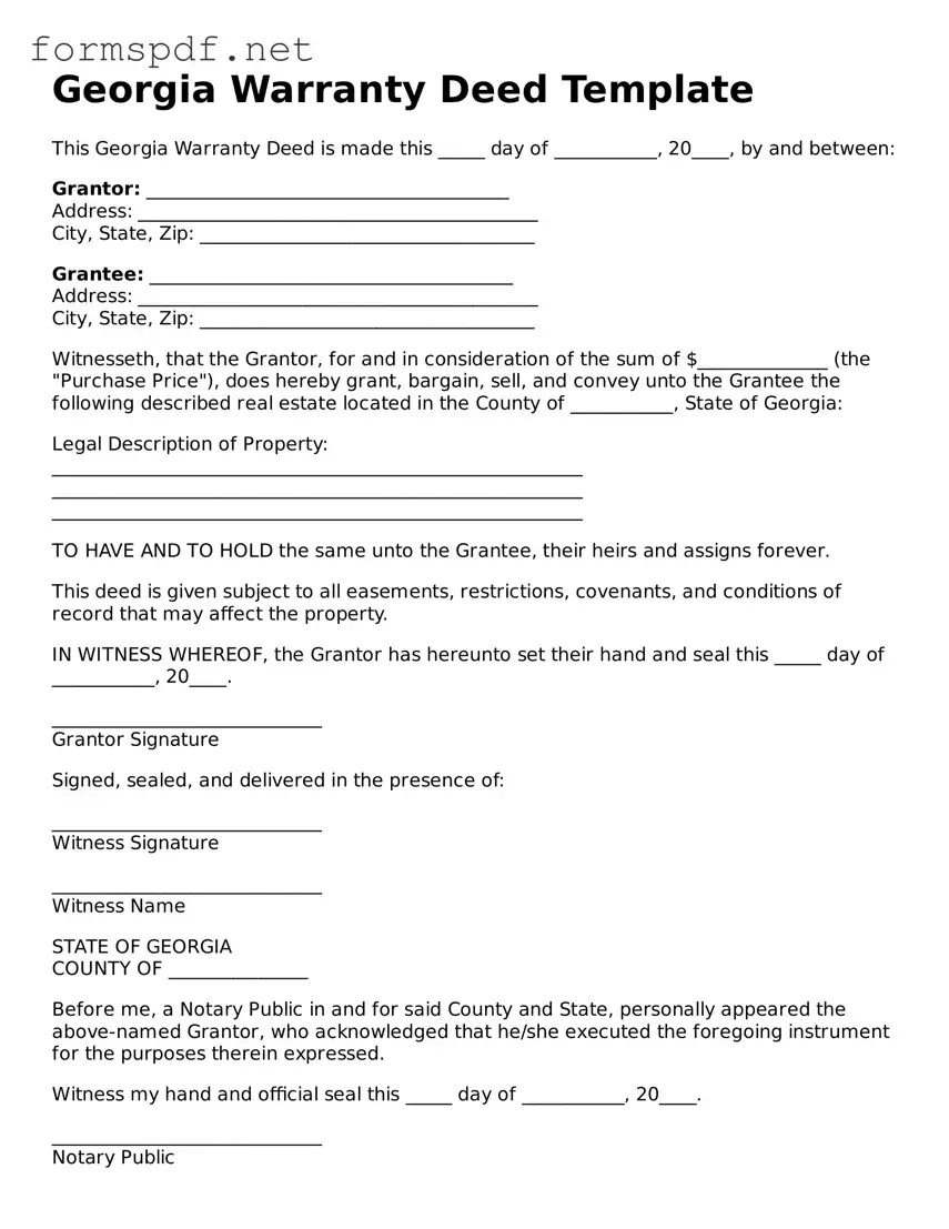 Free  Deed Form for Georgia
