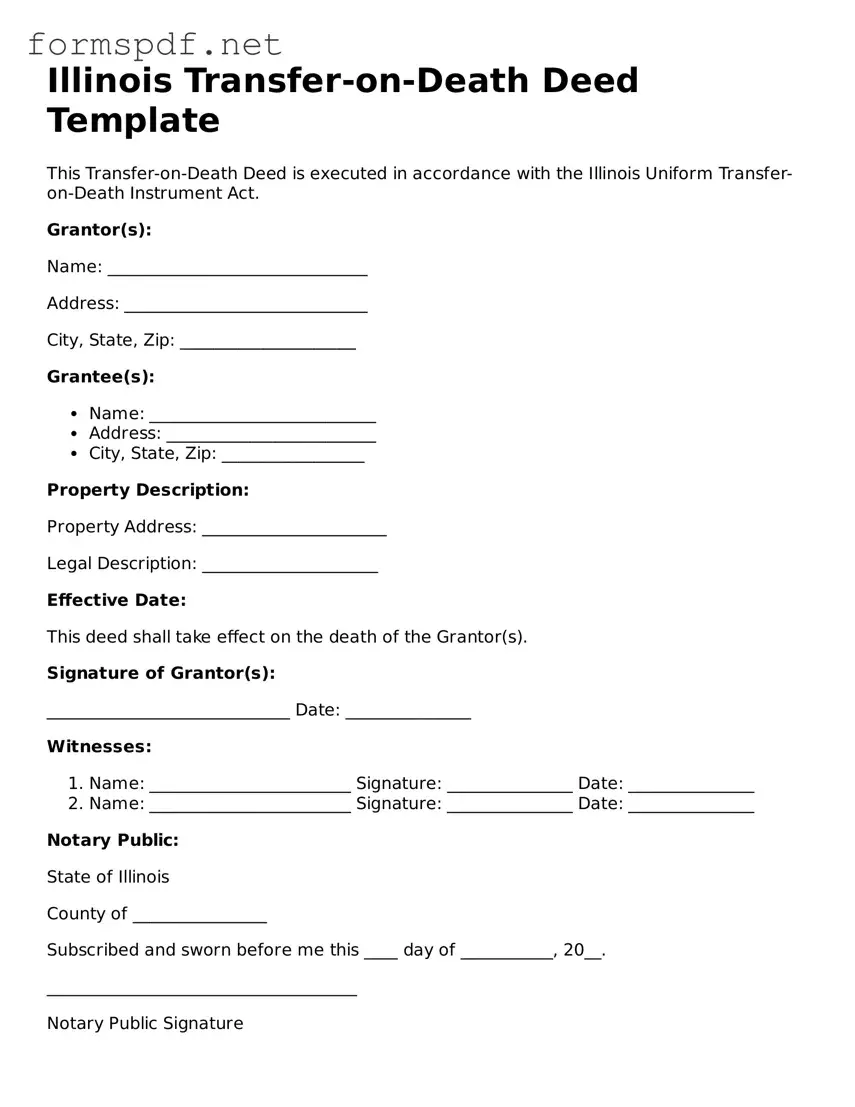 Free  Transfer-on-Death Deed Form for Illinois