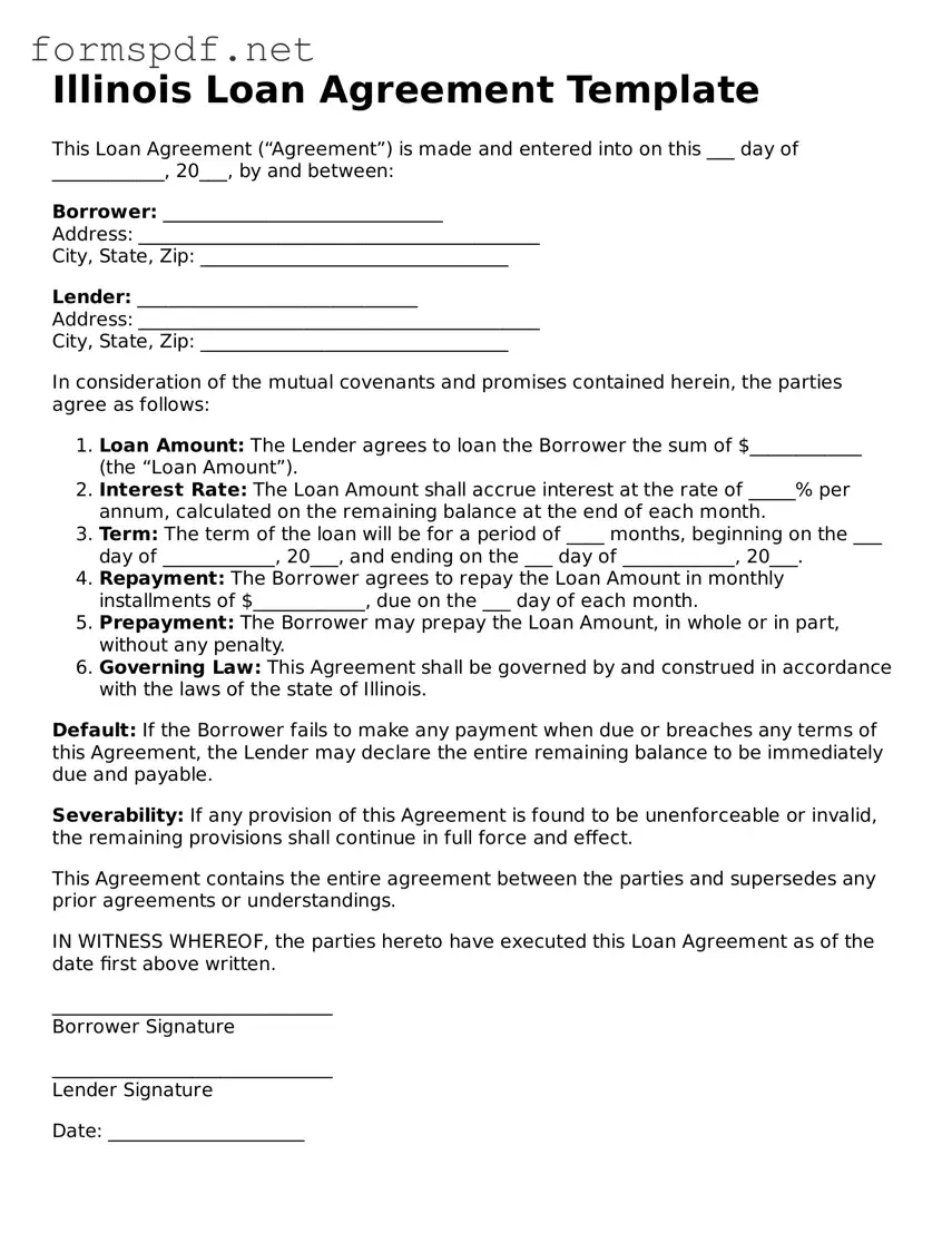 Free  Loan Agreement Form for Illinois