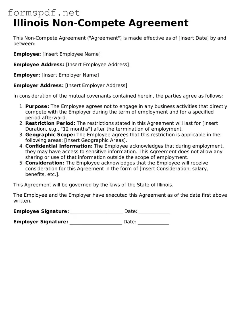 Free  Non-compete Agreement Form for Illinois