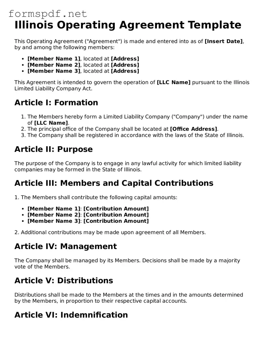 Free  Operating Agreement Form for Illinois