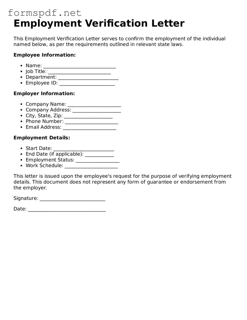 Fillable Employment Verification Form