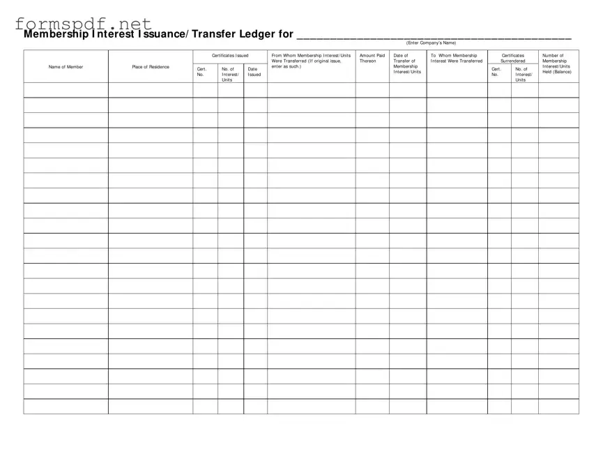 Free Membership Ledger PDF Form