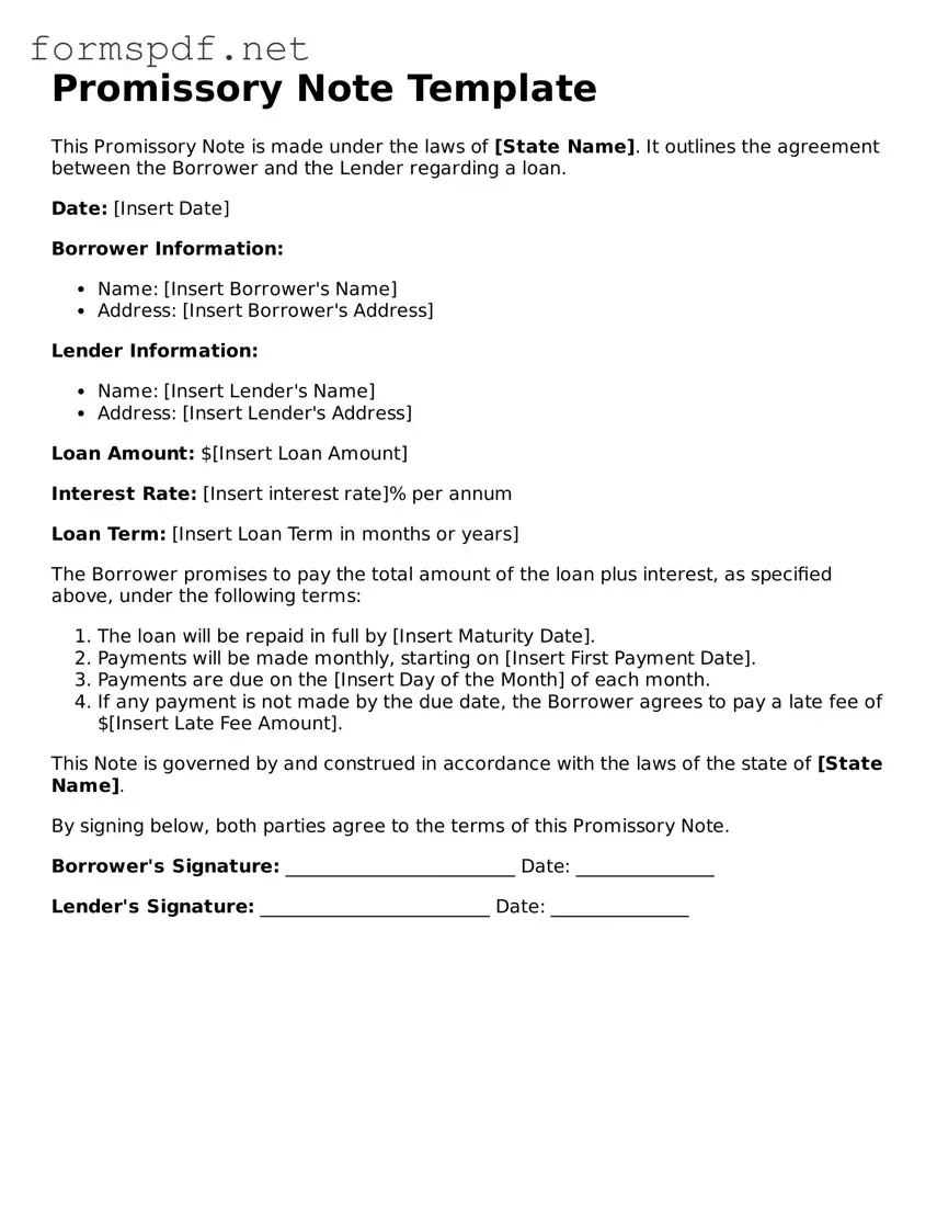 Fillable Promissory Note Form