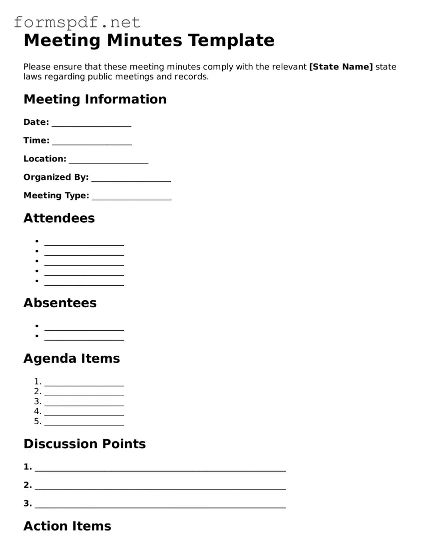 Fillable Meeting Minutes Form