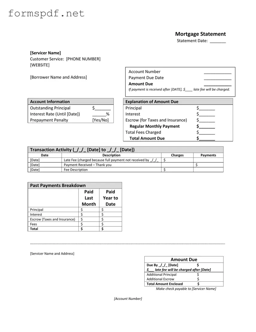 Free Mortgage Statement PDF Form
