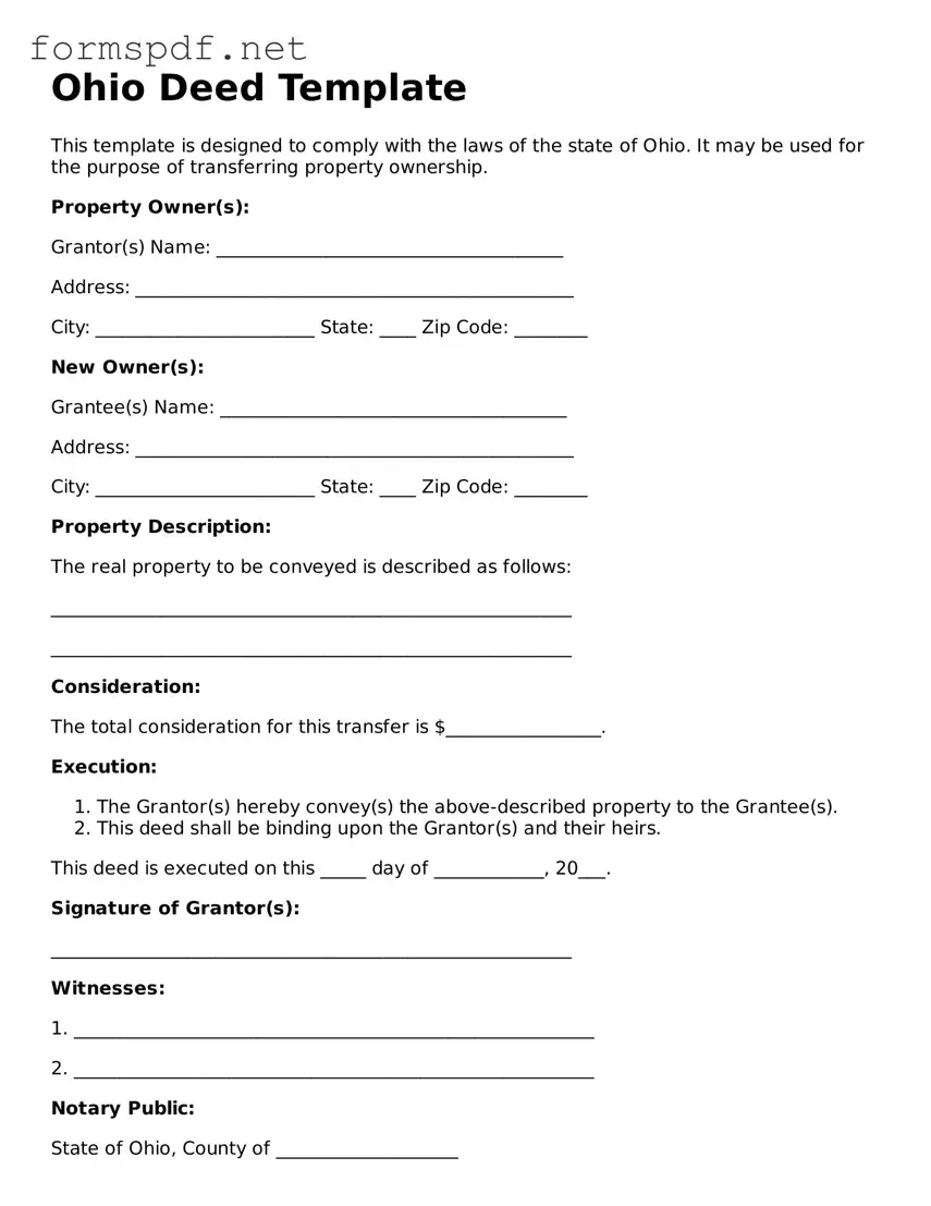 Free  Deed Form for Ohio