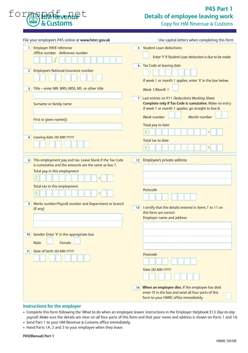 Free P 45 It PDF Form
