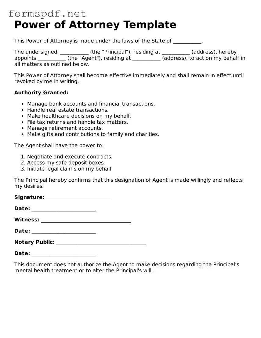 Fillable Power of Attorney Form