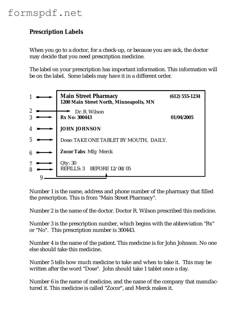 Free Prescription Label PDF Form