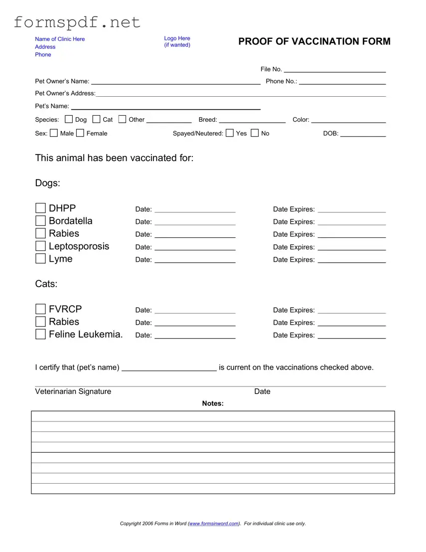 Free Proof Of Vaccination Dog PDF Form