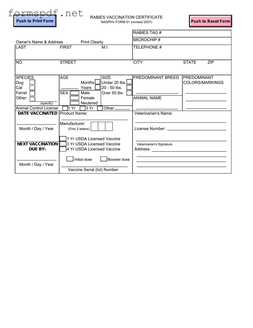 Free Rabies Certificate PDF Form