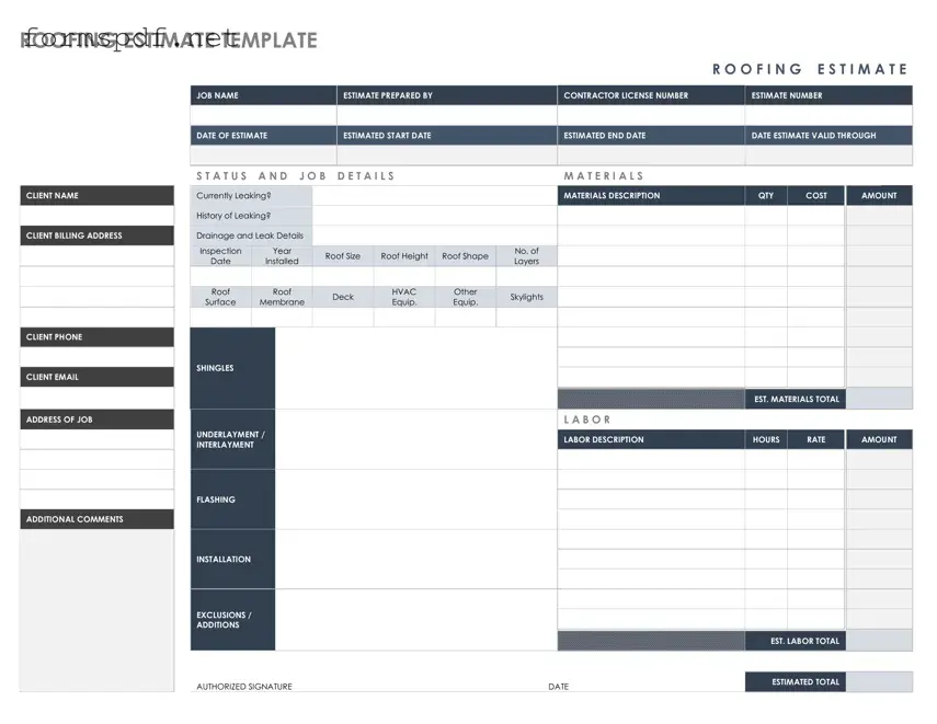 Free Roofing Estimate PDF Form