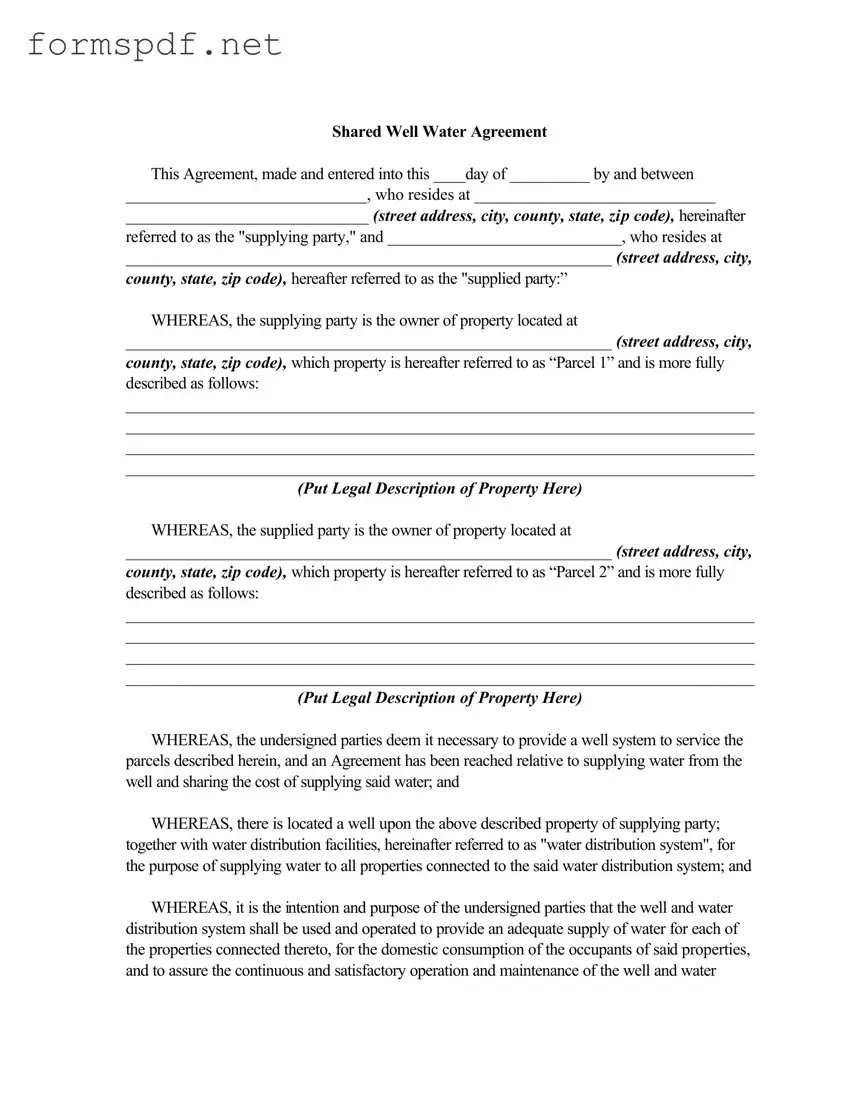 Free Shared Well Agreement PDF Form