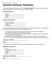 Fillable Artwork Release Form