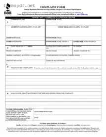 Free Bbb Complaint PDF Form