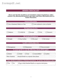 Free Bdsm Checklist PDF Form
