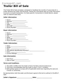 Fillable Trailer Bill of Sale Form