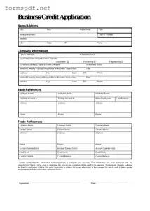 Free Business Credit Application PDF Form