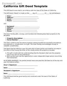 Free  Gift Deed Form for California
