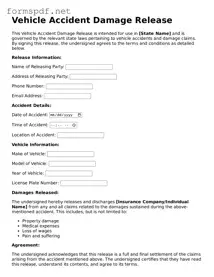 Fillable Vehicle Accident Damage Release Form