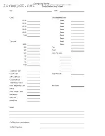 Free Cash Drawer Count Sheet PDF Form