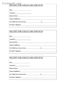 Free Childcare Receipt PDF Form