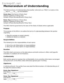 Fillable Memorandum of Understanding Form