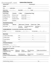 Free Employee Status Change PDF Form