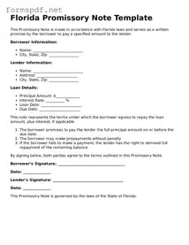 Free  Promissory Note Form for Florida