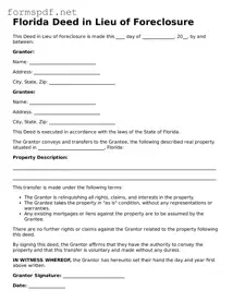 Free  Deed in Lieu of Foreclosure Form for Florida