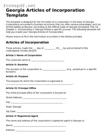 Free  Articles of Incorporation Form for Georgia