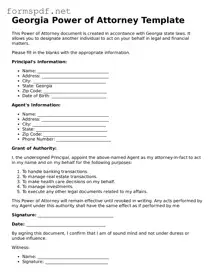 Free  Power of Attorney Form for Georgia